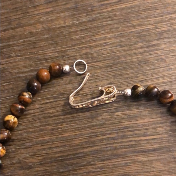 Hand made Tiger Eye beads necklace with Silver plated art deco snap closure - Picture 10 of 12